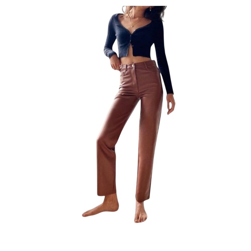 Aritzia Wilfred Melina Vegan Leather Pants Chocolate Brown 00